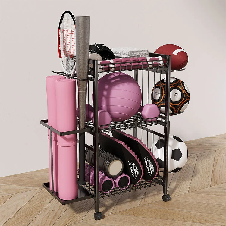 Ant grindų statomas metalinis jogos kilimėlio laikiklis