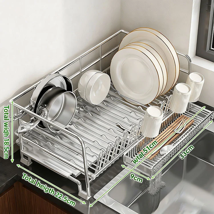 No Assembly Adjustable Stainless Steel Dish Rack